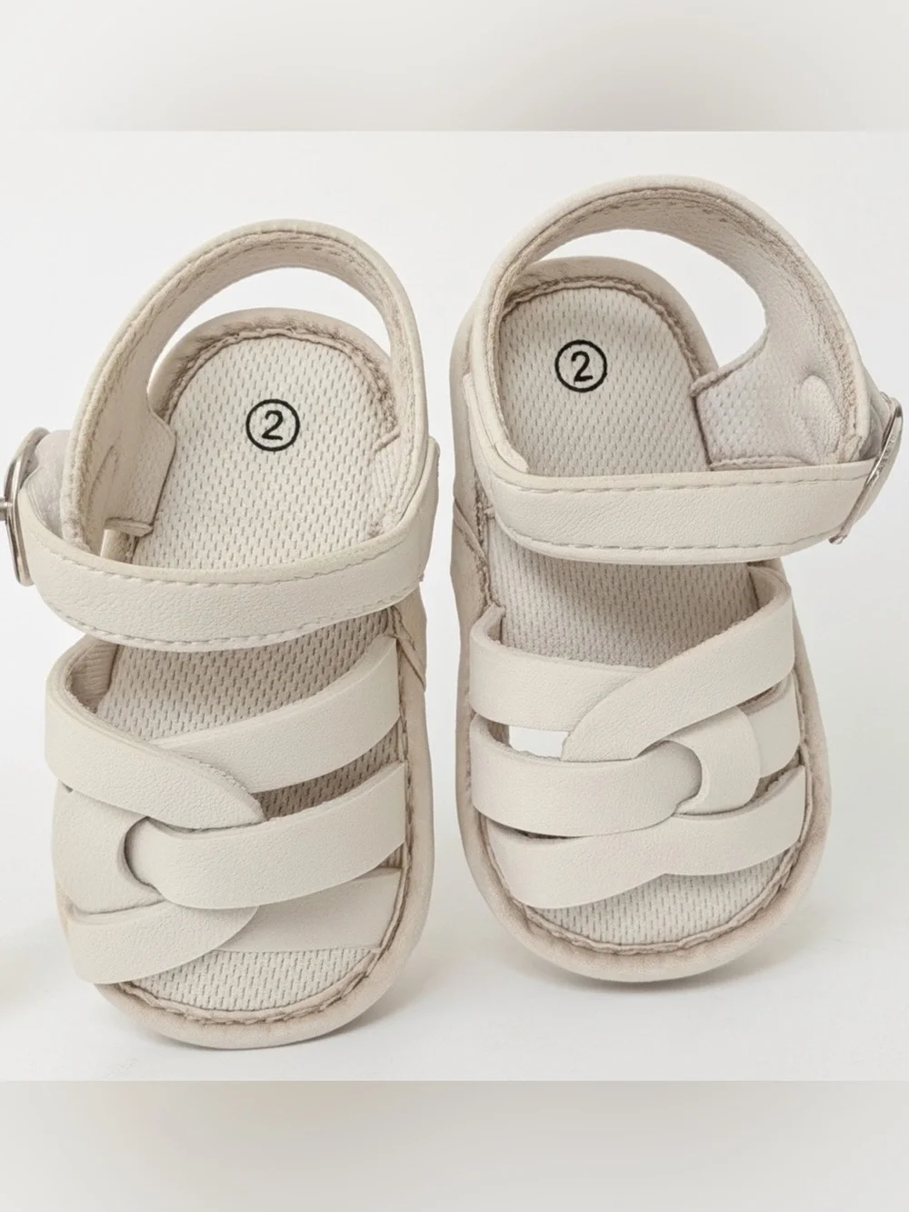 NEW 2 Pairs of Summer Sandals W/ Velcro Strap 1 White and 1 Black. Both size 2C